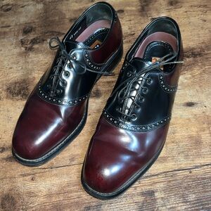 Men’s Florsheim Saddle Oxford Size 9D Burgundy/Black Pre Owned